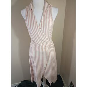 O'NEILL True Wrap Dress Peach And White Striped Sz S Beach Summer Vacation